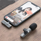 2 IN 1 Wireless Lavalier Microphone Portable Audio Video Recording Mini Mic for iPhone Android Live Broadcast Gaming Phone Mic