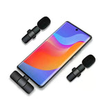 2 IN 1 Wireless Lavalier Microphone Portable Audio Video Recording Mini Mic for iPhone Android Live Broadcast Gaming Phone Mic
