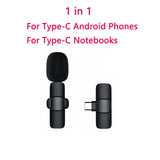 2 IN 1 Wireless Lavalier Microphone Portable Audio Video Recording Mini Mic for iPhone Android Live Broadcast Gaming Phone Mic