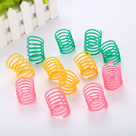10Pcs Pet Wide Durable Heavy Gauge Plastic Colorful Springs Cat Toy Playing Toys for Kitten