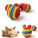10Pcs Rainbow 3.5cm Cat Toy Ball Interactive Cat Toys Play Chewing Rattle Scratch EVA Ball Training Pet Supplies Tooth Cleaning
