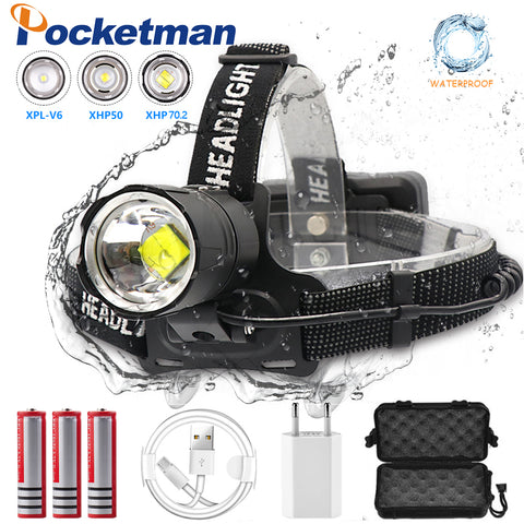 120000 Lumen XHP-70.2 led Headlamp Fishing Camping headlight High Power lantern Head Lamp Zoomable USB Torches Flashlight 18650