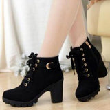 Damen Block Heel Stiefel Blockabsatz Schnalle / Reißverschluss / Schnürsenkel Kunst-Veloursleder 5.08-10.16 cm / Booties / Stiefeletten Herbst / Winter Schwarz / Gelb / Grün / EU39 - app80