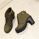 Damen Block Heel Stiefel Blockabsatz Schnalle / Reißverschluss / Schnürsenkel Kunst-Veloursleder 5.08-10.16 cm / Booties / Stiefeletten Herbst / Winter Schwarz / Gelb / Grün / EU39 - app80