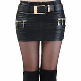 Women's Going out Street chic PU Mini Bodycon Skirts - Solid Colored Split Black Red S M L / Sexy / Slim