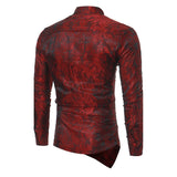 Men's Daily Luxury Slim Shirt - Solid Colored Jacquard Standing Collar Beige / Long Sleeve