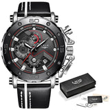 Relogio Masculino 2019 New LIGE Sport Chronograph Mens Watches Top Brand Casual Leather Waterproof Date Quartz Watch Man Clock - app80