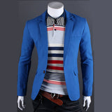 Men's Daily / Work Spring / Fall Regular Blazer, Solid Colored Notch Lapel Long Sleeve Cotton Dark Blue / Green / Blue XL / XXL / XXXL / Slim - app80