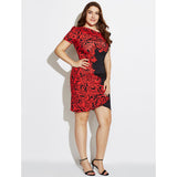 Women's Plus Size Party Street chic Bodycon Dress - Floral V Neck Summer White Red XL XXL XXXL - app80