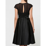 A-Line / Ball Gown Jewel Neck Knee Length Chiffon / Satin Bridesmaid Dress with Bow(s) / Sash / Ribbon by LAN TING BRIDE®