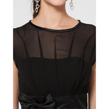 A-Line / Ball Gown Jewel Neck Knee Length Chiffon / Satin Bridesmaid Dress with Bow(s) / Sash / Ribbon by LAN TING BRIDE®