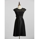 A-Line / Ball Gown Jewel Neck Knee Length Chiffon / Satin Bridesmaid Dress with Bow(s) / Sash / Ribbon by LAN TING BRIDE®