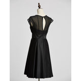 A-Line / Ball Gown Jewel Neck Knee Length Chiffon / Satin Bridesmaid Dress with Bow(s) / Sash / Ribbon by LAN TING BRIDE®