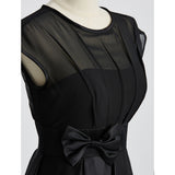 A-Line / Ball Gown Jewel Neck Knee Length Chiffon / Satin Bridesmaid Dress with Bow(s) / Sash / Ribbon by LAN TING BRIDE®