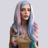 Synthetic Wig Natural Wave Side Part Highlighted/Balayage Hair Pink Women's Capless Natural Wigs Long Very Long Synthetic Hair