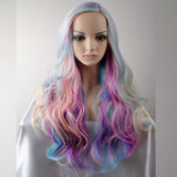 Synthetic Wig Natural Wave Side Part Highlighted/Balayage Hair Pink Women's Capless Natural Wigs Long Very Long Synthetic Hair