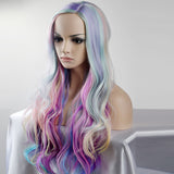 Synthetic Wig Natural Wave Side Part Highlighted/Balayage Hair Pink Women's Capless Natural Wigs Long Very Long Synthetic Hair