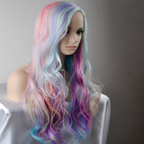 Synthetic Wig Natural Wave Side Part Highlighted/Balayage Hair Pink Women's Capless Natural Wigs Long Very Long Synthetic Hair