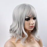 Synthetic Wig Natural Wave Bob Haircut / With Bangs Synthetic Hair Gray Wig Women's Short Capless