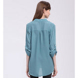 2019 New Arrival Blouses Women's Slim Blouse - Solid Colored Chiffon / Fashion V Neck Blusas Mujer Chemise Femme  Wine XXXL / Spring / Summer / Fall / Winter