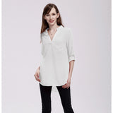 2019 New Arrival Blouses Women's Slim Blouse - Solid Colored Chiffon / Fashion V Neck Blusas Mujer Chemise Femme  Wine XXXL / Spring / Summer / Fall / Winter