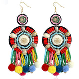 Women's Multicolor Drop Earrings Tassel Boho Shell Earrings Jewelry Rainbow For Daily Festival 1 Pair