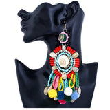 Women's Multicolor Drop Earrings Tassel Boho Shell Earrings Jewelry Rainbow For Daily Festival 1 Pair