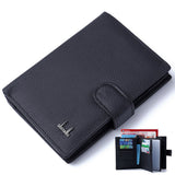 Men's Cowhide Wallet Solid Color Black