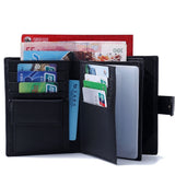 Men's Cowhide Wallet Solid Color Black