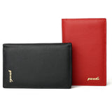 Unisex Cowhide Wallet Solid Color Black / Red