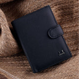 Men's Cowhide Wallet Solid Color Black