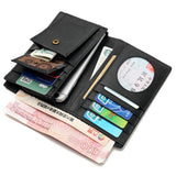 Unisex Cowhide Wallet Solid Color Black / Red