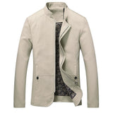 Men's Daily Chinoiserie Spring &  Fall Short Jacket, Solid Colored Stand Long Sleeve Polyester White / Black / Khaki / Slim