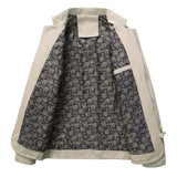 Men's Daily Chinoiserie Spring &  Fall Short Jacket, Solid Colored Stand Long Sleeve Polyester White / Black / Khaki / Slim