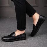 Men's Leather Shoes Leather / Cowhide Fall / Spring & Summer Casual / Preppy Loafers & Slip-Ons Breathable Black / Light Brown / Dark Brown