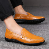 Men's Leather Shoes Leather / Cowhide Fall / Spring & Summer Casual / Preppy Loafers & Slip-Ons Breathable Black / Light Brown / Dark Brown
