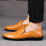 Men's Leather Shoes Leather / Cowhide Fall / Spring & Summer Casual / Preppy Loafers & Slip-Ons Breathable Black / Light Brown / Dark Brown