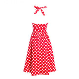 Women's Plus Size Party Vintage A Line Dress - Polka Dot Backless Halter Neck Summer Black Red Blue XL XXL XXXL