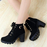 Women's Block Heel Boots Chunky Heel Buckle / Zipper / Lace-up Faux Suede 5.08-10.16 cm / Booties / Ankle Boots Fall / Winter Black / Yellow / Green / EU39