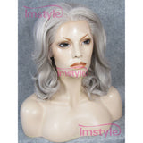 Synthetic Wig Curly Synthetic Hair Natural Hairline Gray Wig Women's Medium Length Lace Front