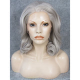 Synthetic Wig Curly Synthetic Hair Natural Hairline Gray Wig Women's Medium Length Lace Front