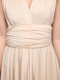 A-Line V Neck Asymmetrical Chiffon / Jersey Bridesmaid Dress with Sash / Ribbon / Pleats by LAN TING BRIDE® / Convertible Dress