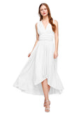 A-Line V Neck Asymmetrical Chiffon / Jersey Bridesmaid Dress with Sash / Ribbon / Pleats by LAN TING BRIDE® / Convertible Dress