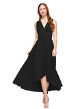 A-Line V Neck Asymmetrical Chiffon / Jersey Bridesmaid Dress with Sash / Ribbon / Pleats by LAN TING BRIDE® / Convertible Dress