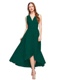A-Line V Neck Asymmetrical Chiffon / Jersey Bridesmaid Dress with Sash / Ribbon / Pleats by LAN TING BRIDE® / Convertible Dress