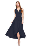 A-Line V Neck Asymmetrical Chiffon / Jersey Bridesmaid Dress with Sash / Ribbon / Pleats by LAN TING BRIDE® / Convertible Dress
