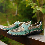 Men's Leather Shoes Leather / Mesh Summer / Spring & Summer Vintage / Casual Loafers & Slip-Ons Non-slipping Brown / Army Green / Blue