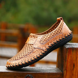 Men's Leather Shoes Leather / Mesh Summer / Spring & Summer Vintage / Casual Loafers & Slip-Ons Non-slipping Brown / Army Green / Blue