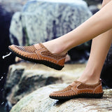 Men's Leather Shoes Leather / Mesh Summer / Spring & Summer Vintage / Casual Loafers & Slip-Ons Non-slipping Brown / Army Green / Blue