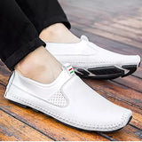 Men's Leather Shoes Leather / Mesh Summer / Spring & Summer Vintage / Casual Loafers & Slip-Ons Non-slipping Brown / Army Green / Blue